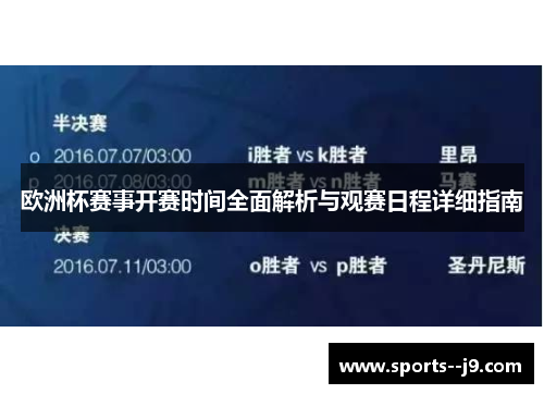 欧洲杯赛事开赛时间全面解析与观赛日程详细指南
